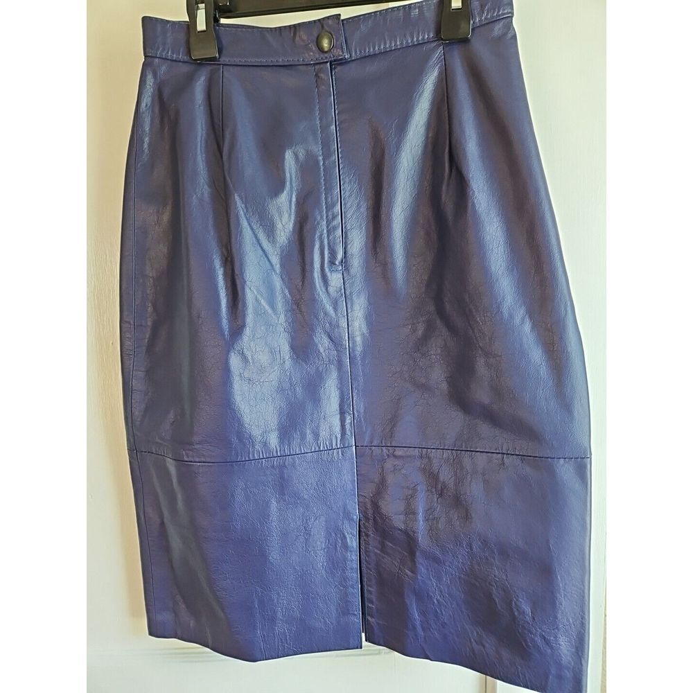 VTG Made‎ In Argentina Women Genuine Leather Lined Pencil Skirt XS purple